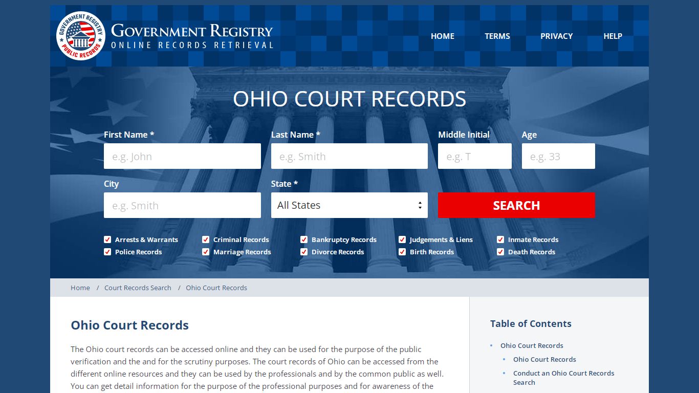 Online Ohio Court Records